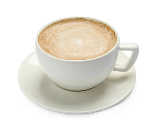 白に隔離されたホットコーヒーのカップ — ストック写真