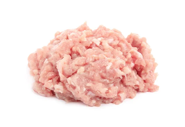 Pile Raw Chicken Minced Meat White Background — Stock Photo, Image