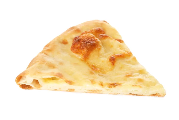 Pièce Délicieux Khachapuri Fromage Sur Fond Blanc — Photo