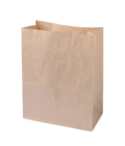 Sac Papier Kraft Ouvert Isolé Sur Blanc — Photo