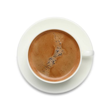 Bir fincan sıcak kahve ve bir fincan çay tabağı.