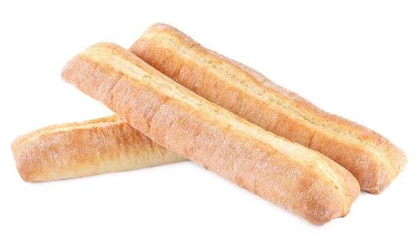 Leckere Baguettes Auf Weißem Hintergrund Frisches Brot — Stockfoto