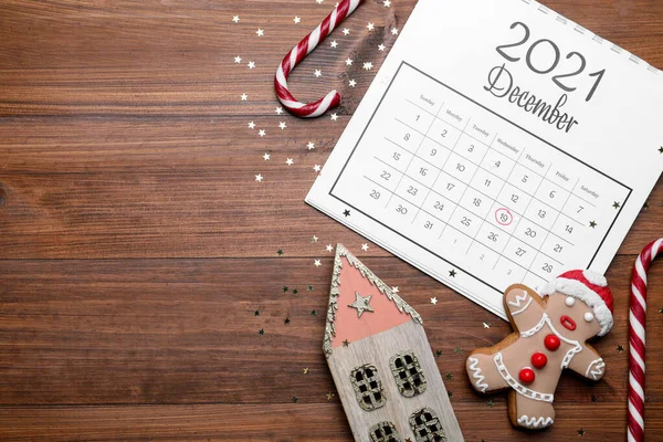 Giorno San Nicola Calendario Con Data Segnata Dicembre Dolci Decorazioni — Foto Stock