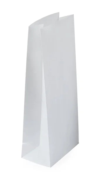 Novo Saco Papel Aberto Isolado Branco — Fotografia de Stock