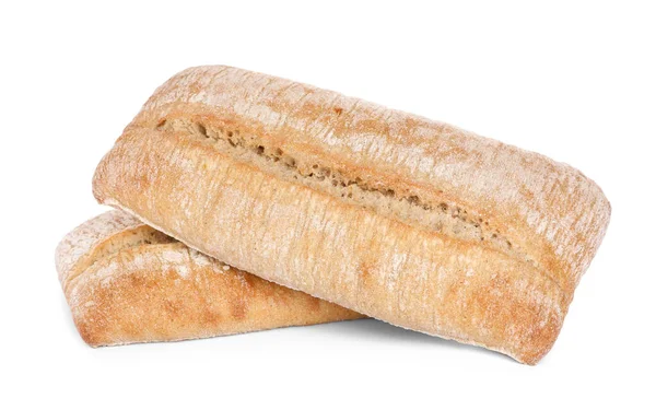 Knusprige Ciabattas Auf Weißem Hintergrund Frisches Brot — Stockfoto
