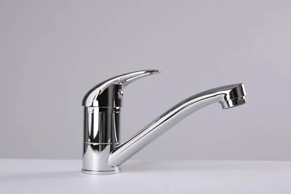 Single Handle Water Tap Grey Background — Stock Photo, Image