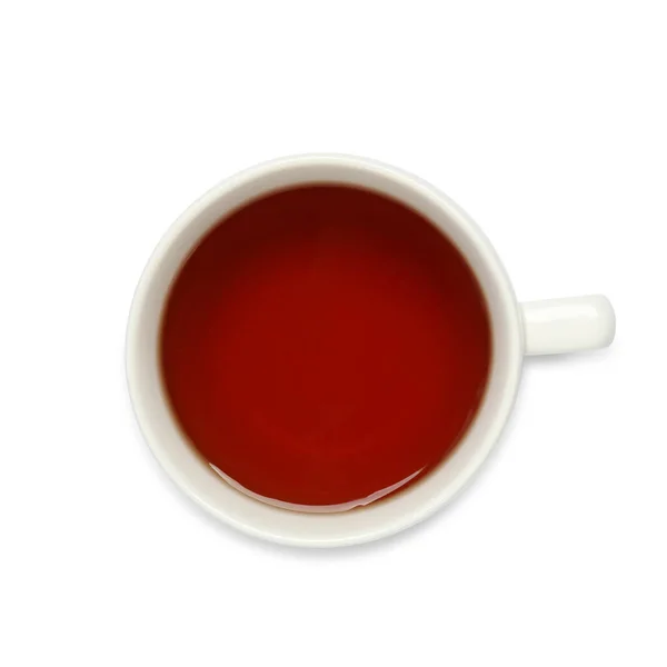 Xícara Chá Quente Isolado Branco Vista Superior — Fotografia de Stock