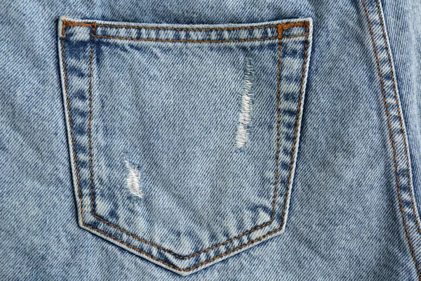 Jeans Azul Claro Com Bolso Traseiro Como Fundo Close — Fotografia de Stock