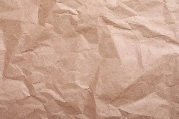Texture Wrinkled Kraft Paper Bag Background Closeup — Stock Photo, Image