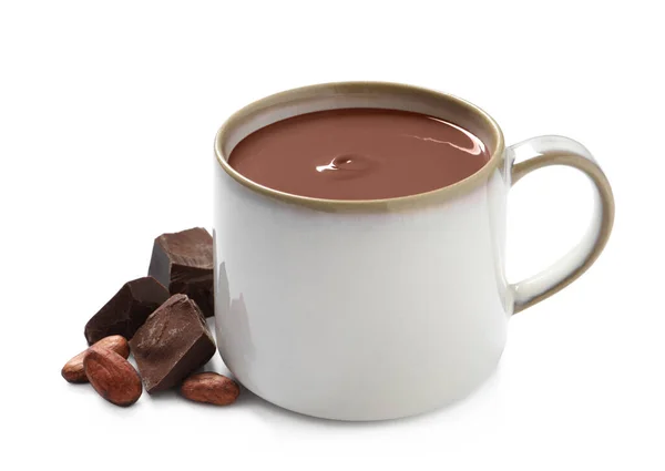 Delicioso Chocolate Caliente Taza Sobre Fondo Blanco — Foto de Stock