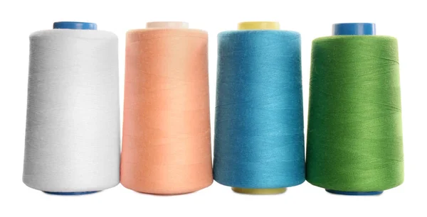 Set Colorful Sewing Threads White Background — Stock Photo, Image