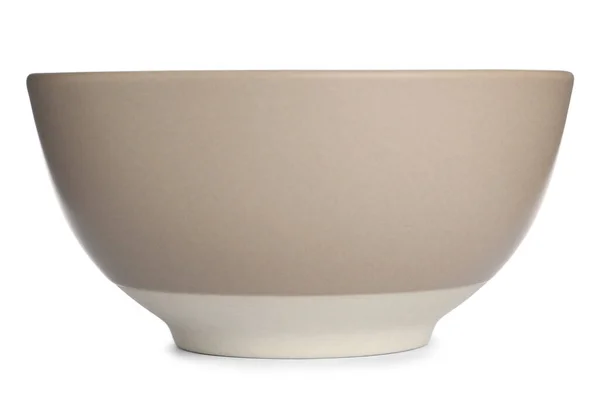 Elegante Tigela Cerâmica Vazia Isolada Branco Utensílio Cozinha — Fotografia de Stock