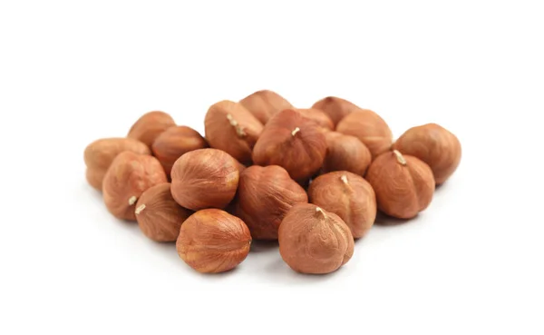 Heap Tasty Hazelnuts White Background — Stock Photo, Image