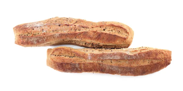 Leckere Buchweizen Baguettes Auf Weißem Hintergrund Draufsicht Frisches Brot — Stockfoto