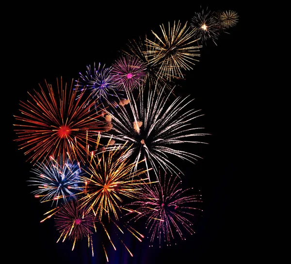 Wunderschönes Helles Feuerwerk Erhellt Den Nachthimmel — Stockfoto