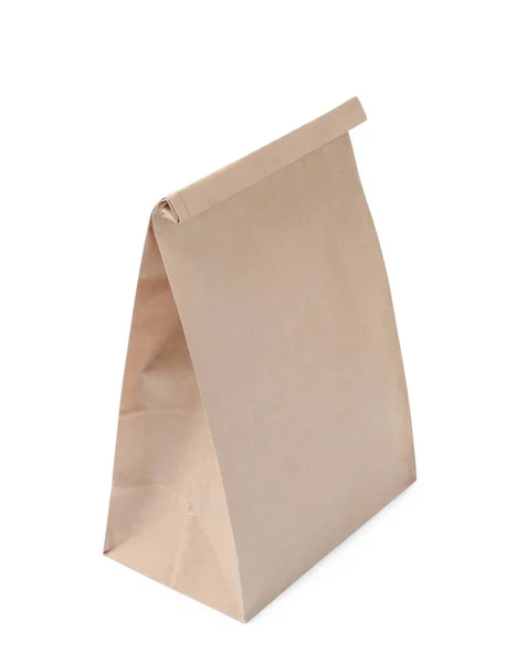白に隔離された閉じたクラフト紙袋 — ストック写真