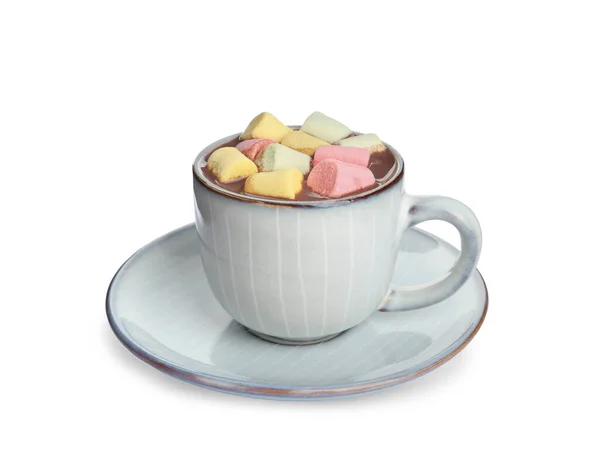Cup Delicious Hot Chocolate Marshmallows Isolated White — Stock Photo, Image