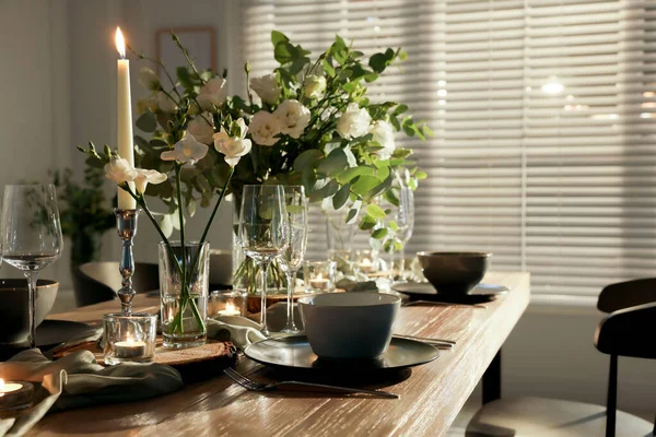 Festive Table Setting Beautiful Tableware Decor Indoors — Stock Photo, Image