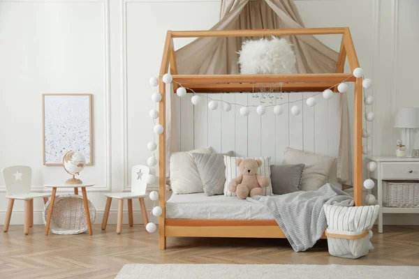 Stylish Room Kid House Bed Interior Design — Stock Photo, Image