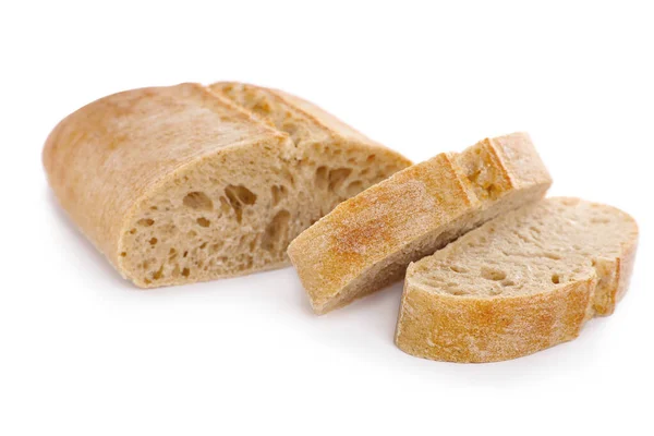 Snijd Ciabatta Witte Achtergrond Vers Brood — Stockfoto