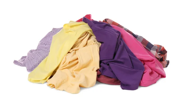 Pile Dirty Clothes White Background Stock Photo