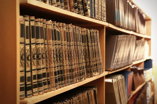 Collectie Van Oude Boeken Planken Bibliotheek — Stockfoto