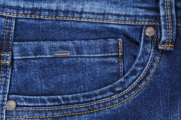 Calça Jeans Azul Com Bolso Entrada Como Fundo Close — Fotografia de Stock