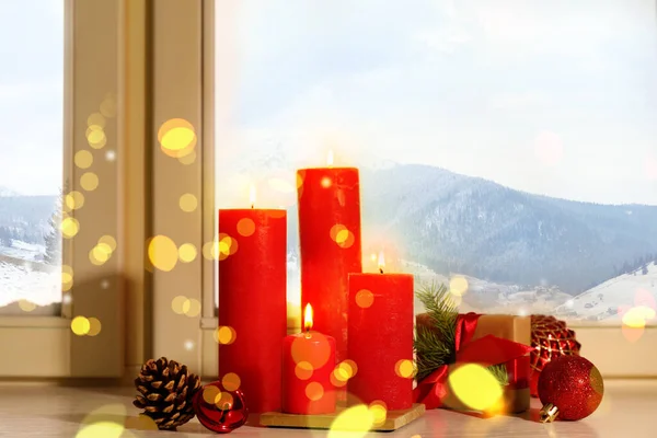 실내에 디오르등에 불이붙었다 크리스마스 — 스톡 사진