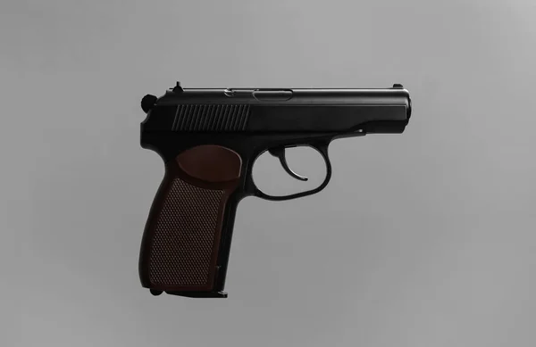 Standard Pistol Grå Bakgrund Halvautomatisk Pistol — Stockfoto