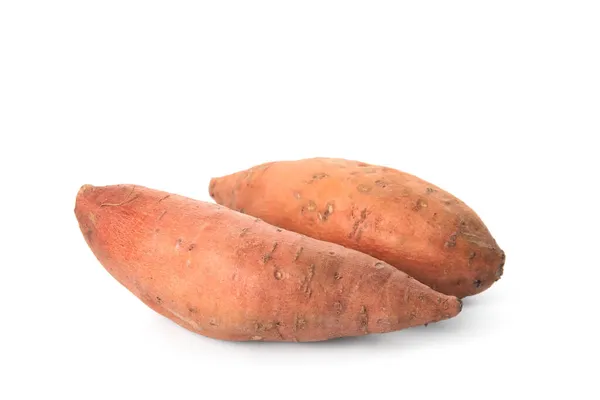 Whole Ripe Sweet Potatoes White Background — Stock Photo, Image