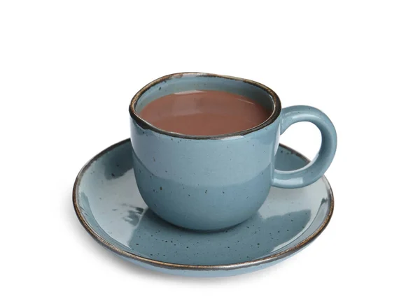 Beyaz Üzerine Izole Edilmiş Bir Fincan Lezzetli Sıcak Çikolata — Stok fotoğraf