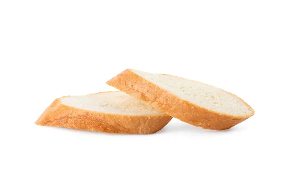 Rebanadas Baguette Fresca Sobre Fondo Blanco — Foto de Stock