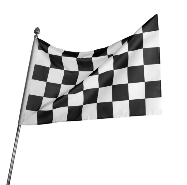 Καρό Σημαία Φινίρισμα Λευκό Φόντο Αυτόματο Σύμβολο Αγώνων — Φωτογραφία Αρχείου