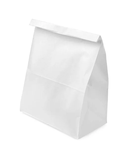 Closed Paper Grocery Bag Isolated White — Stock Photo, Image