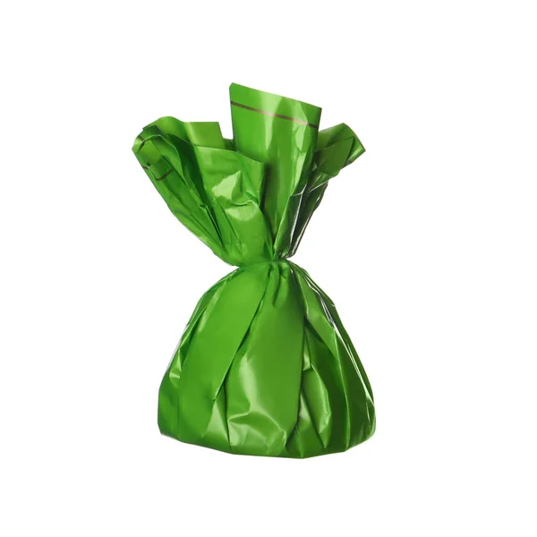 白で隔離された緑のラッパーでおいしいキャンディー — ストック写真