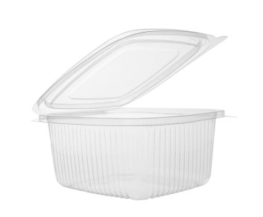 Beyaza izole edilmiş yiyecekler için boş plastik konteynır