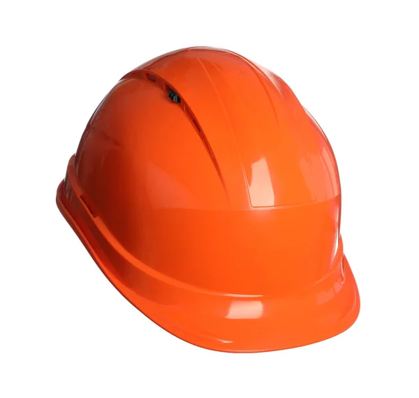 Casquette Protectrice Orange Isolée Sur Blanc Équipement Sécurité — Photo