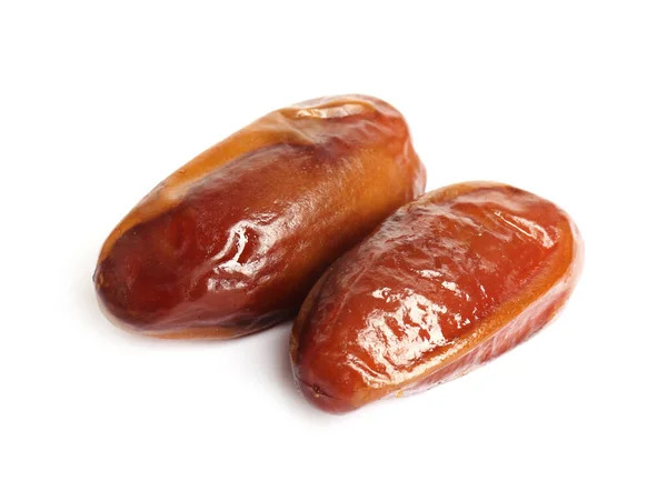 Two Tasty Sweet Dried Dates White Background — Stock Photo, Image