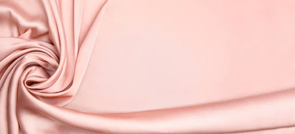 Roze Zijden Stof Als Achtergrond Bovenaanzicht Met Ruimte Voor Tekst — Stockfoto