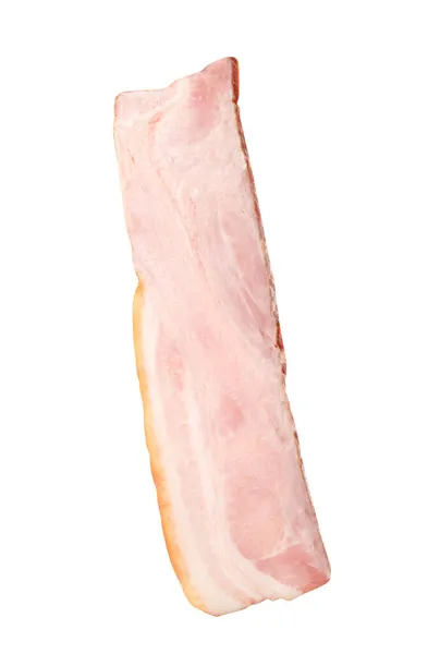 Fatia Delicioso Bacon Defumado Isolado Branco — Fotografia de Stock