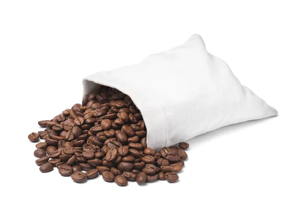 Sack Roasted Coffee Beans White Background — Stock Photo, Image