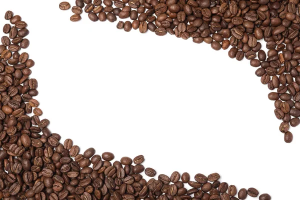 Frame Roasted Coffee Beans White Background Top View — Stock Photo, Image