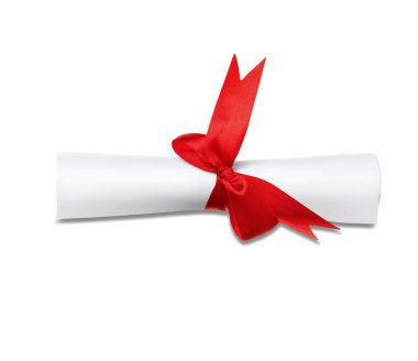 Beyaz şeritli, yuvarlak öğrenci diploması.