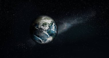 Dünya 'nın açık uzayda görüntüsü, illüstrasyon. Pankart tasarımı