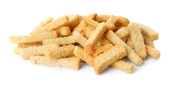 Heap Crispy Rusks Seasoning White Background — Stock Photo, Image