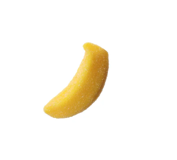 Ízletes Zselés Cukorka Alakú Banán Elszigetelt Fehér — Stock Fotó