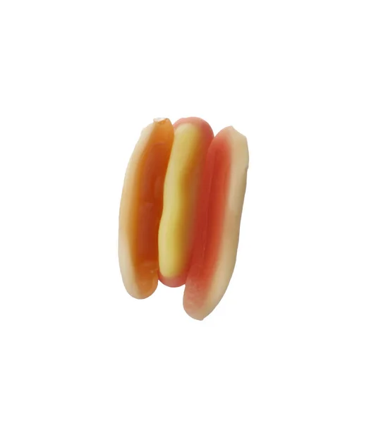 Lekkere Gelei Snoep Vorm Van Hot Dog Geïsoleerd Wit — Stockfoto