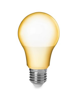 Beyaz arka planda modern parlayan lamba ampulü