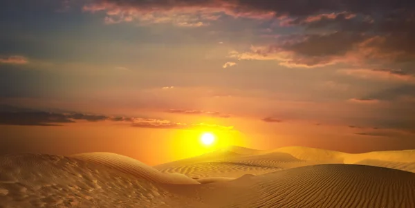 Beautiful View Sandy Desert Sunset Banner Design — Stock Photo, Image