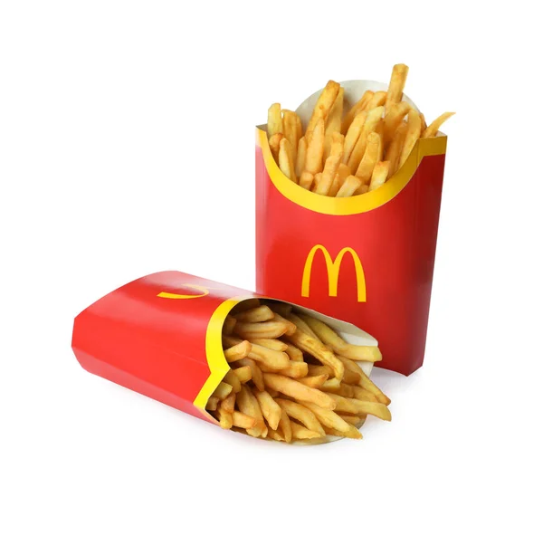 Mykolaiv Ukraine August 2021 Zwei Große Portionen Pommes Frites Von — Stockfoto